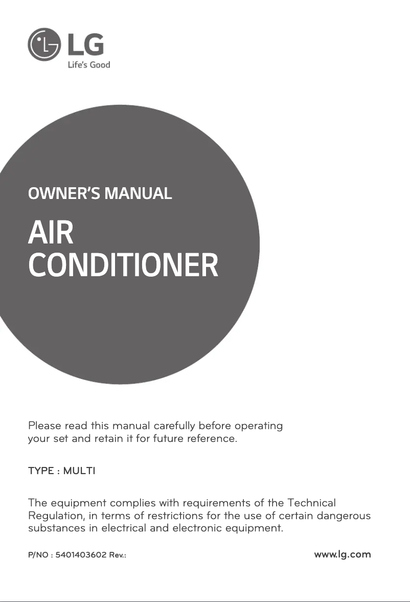 Imagen de la primera página del manual del dispositivo AMNH18GB2A1