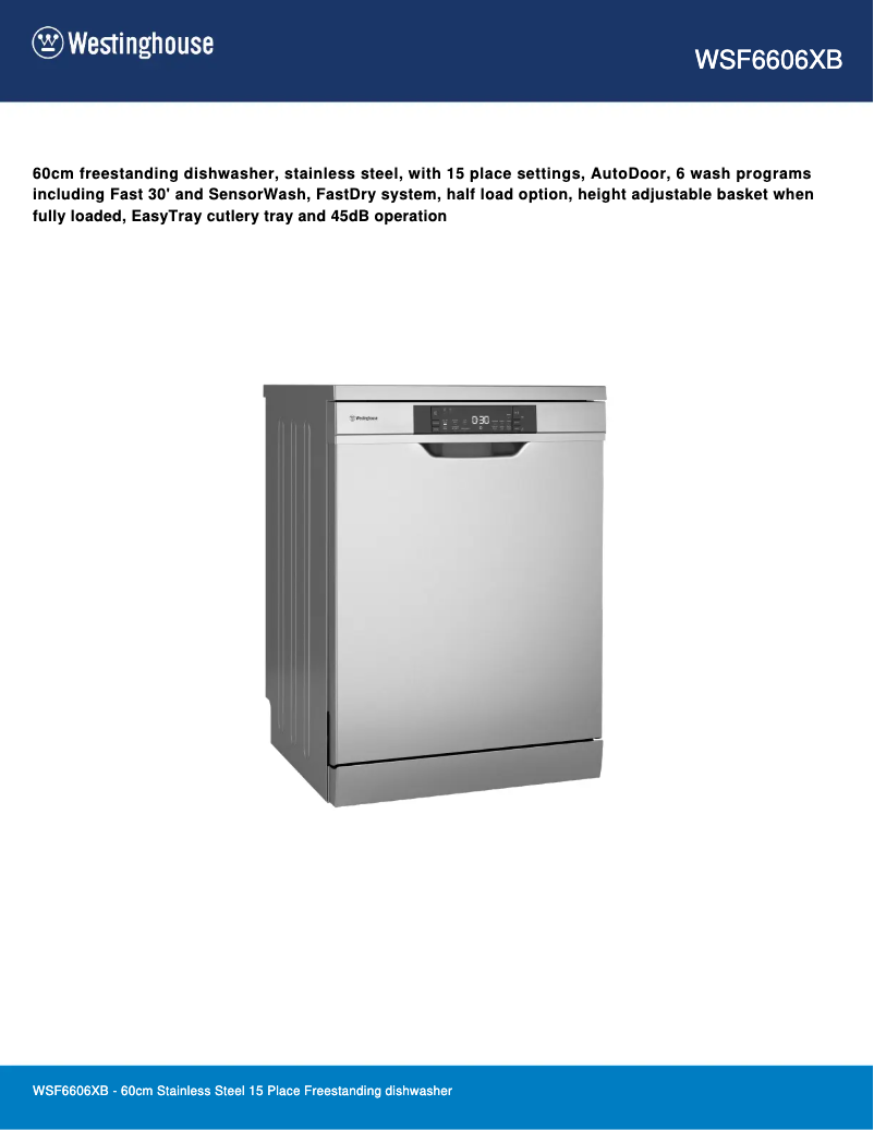 Imagen de la primera página del manual del dispositivo WSF6606XB