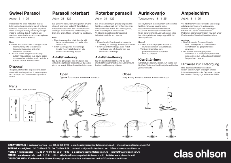 Página 1 del manual Manual de usuario Clas Ohlson 31-1125