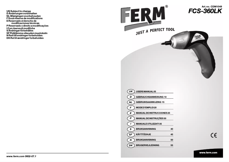 Imagen de la primera página del manual del dispositivo FCS-360LK