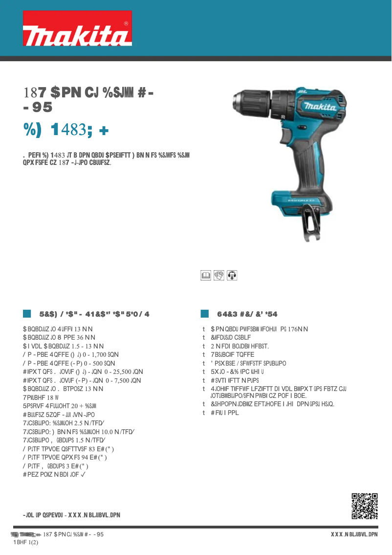 Página 1 del manual Ficha técnica Makita DHP483ZJ