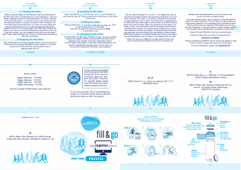 Imagen de la primera página del manual del dispositivo Fill & Go