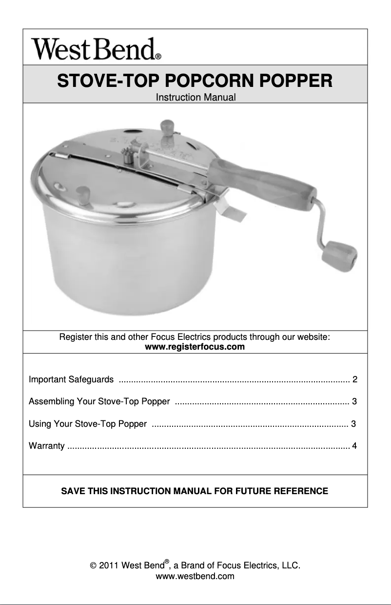 Página 1 del manual Manual de usuario WestBend PC10595