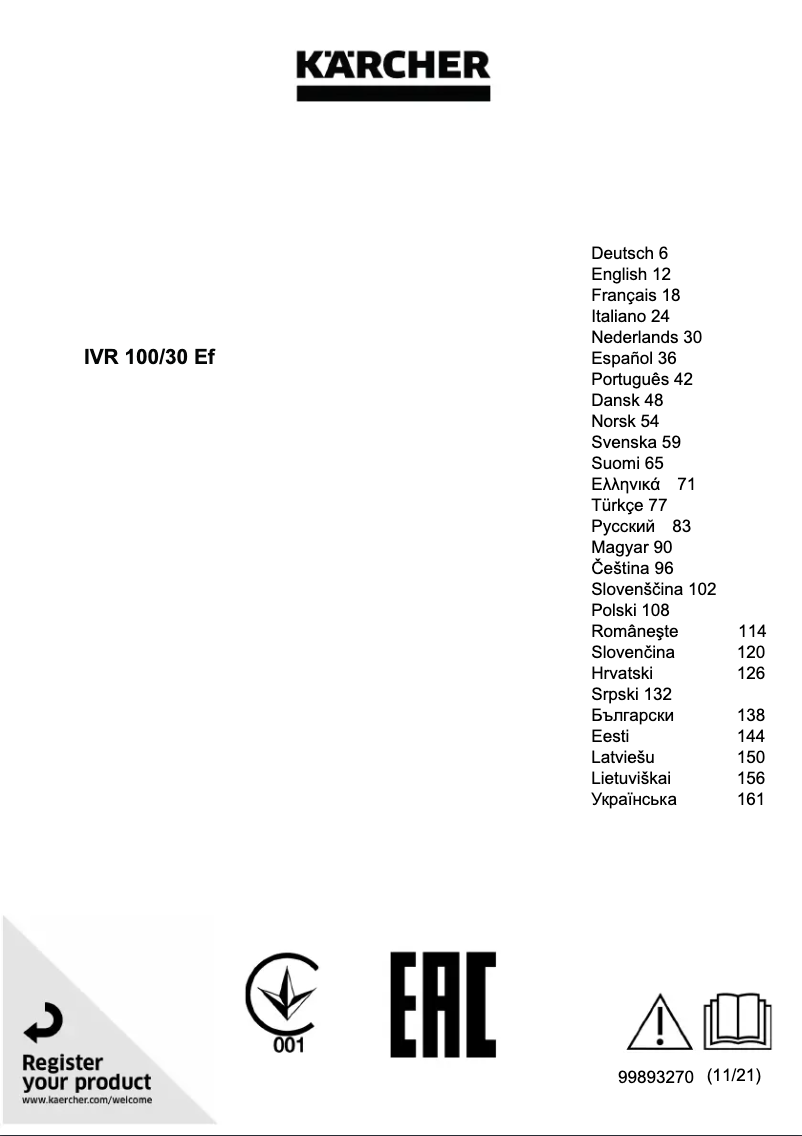 Página 1 del manual Manual de usuario Kärcher IVR 100/30 Ef