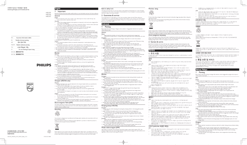 Imagen de la primera página del manual del dispositivo Daily Collection HR2107