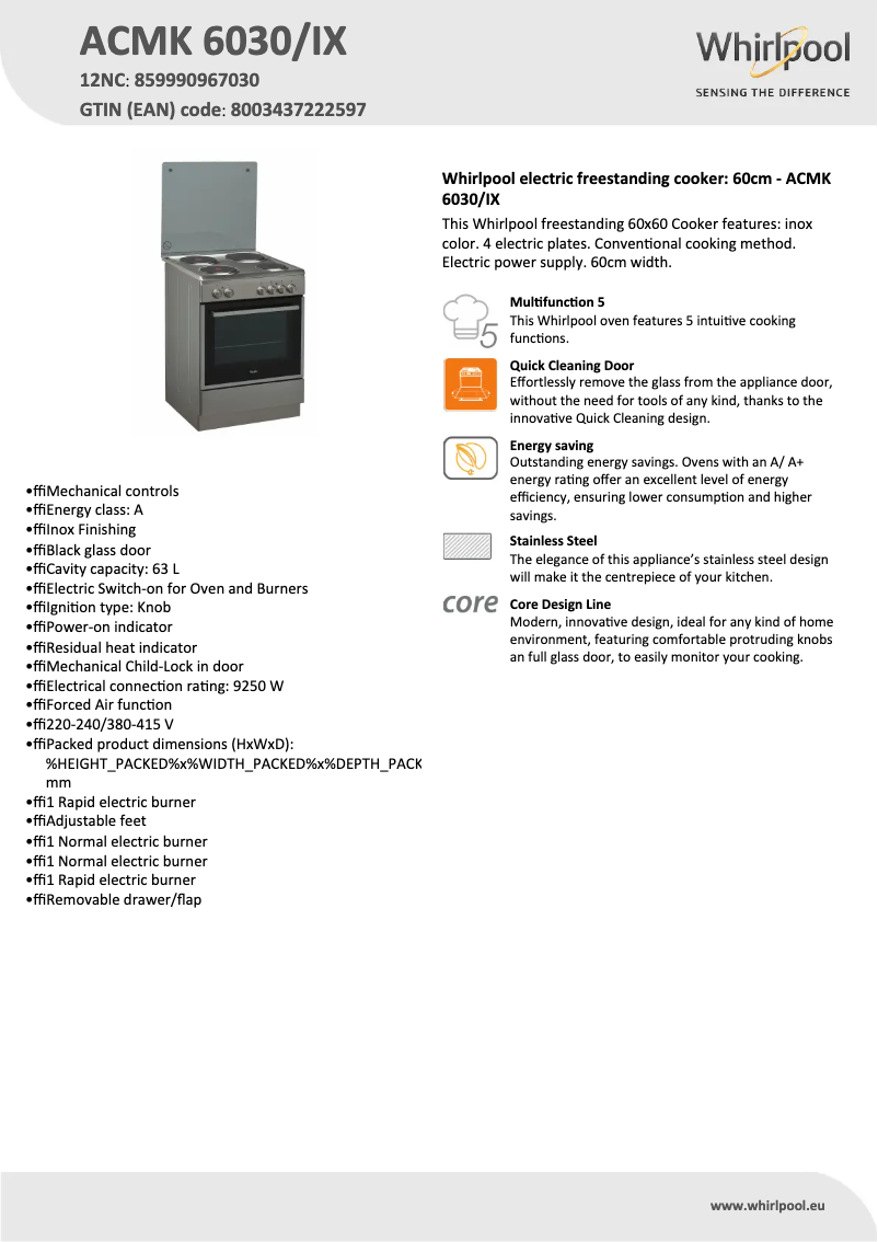 Imagen de la primera página del manual del dispositivo ACMK 6030/IX