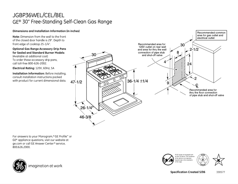 Imagen de la primera página del manual del dispositivo JGBP36WELWW