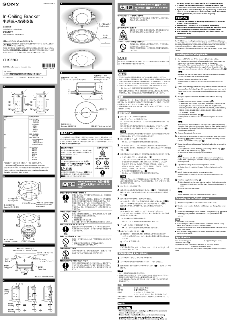 Página 1 del manual Manual de usuario Sony YT-ICB600