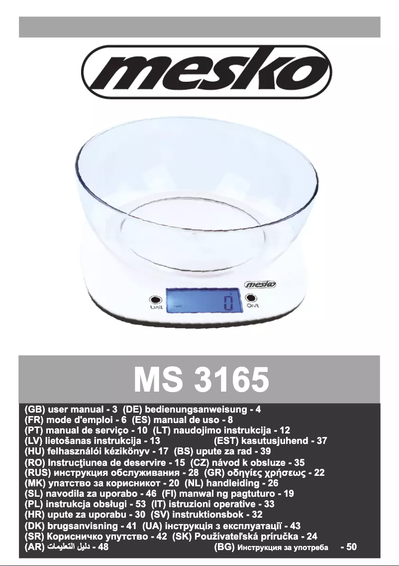 Página 1 del manual Manual de usuario Mesko MS 3165