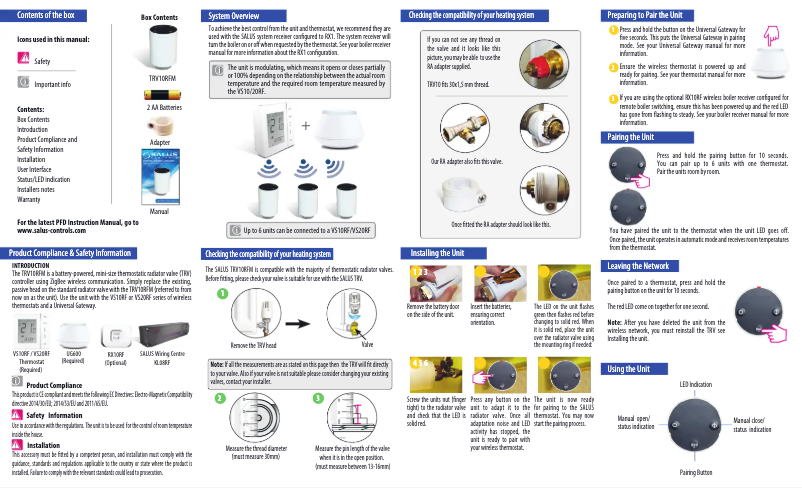 Imagen de la primera página del manual del dispositivo TRV10RFM