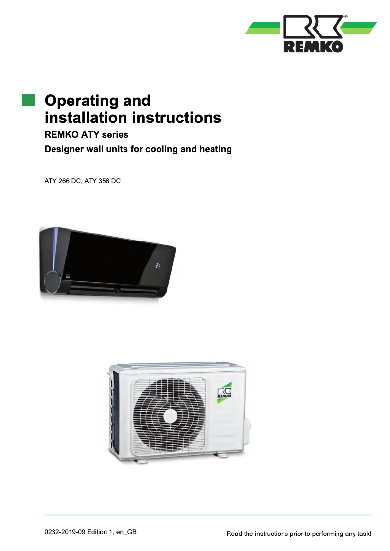 Imagen de la primera página del manual del dispositivo ATY 356 DC