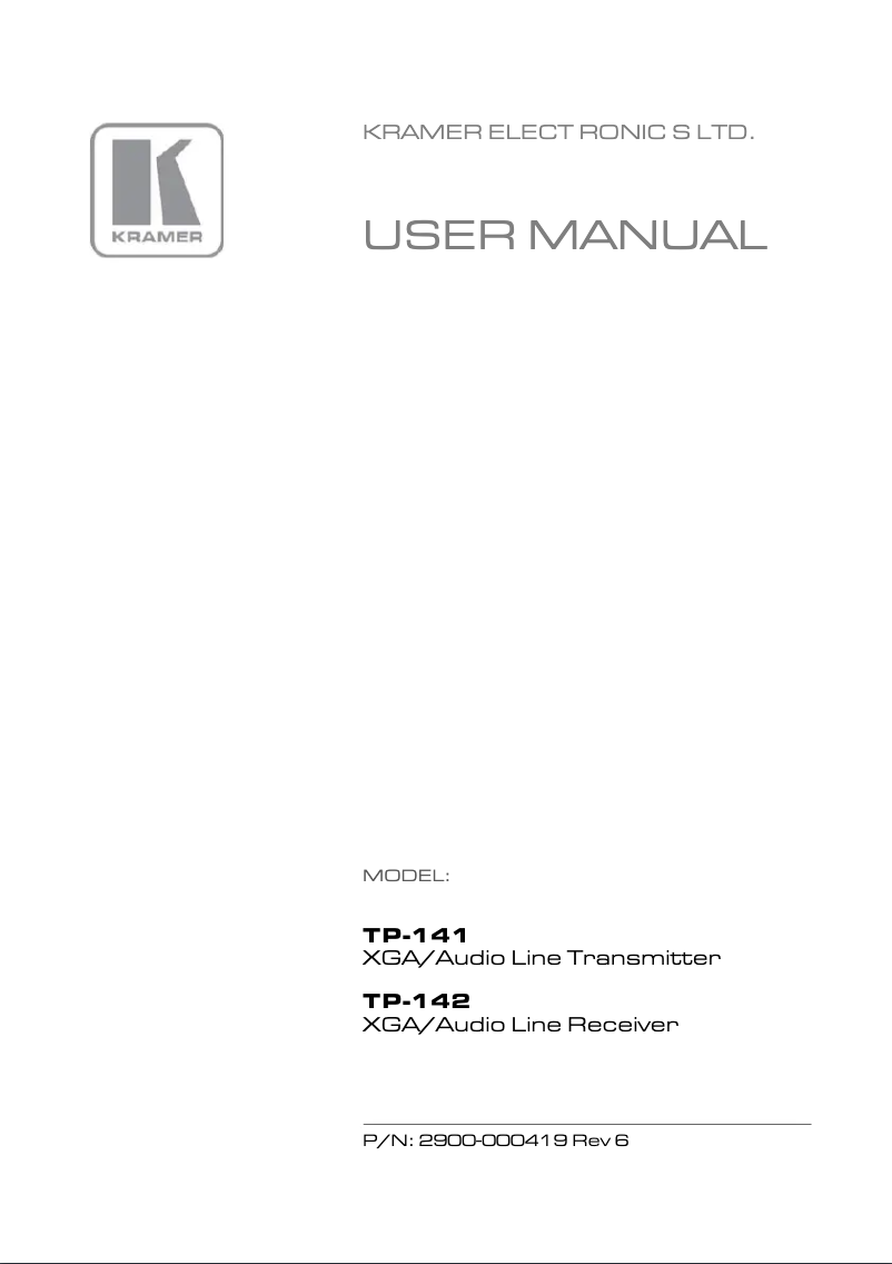 Página nº 1 - Manual de usuario Kramer TP-142