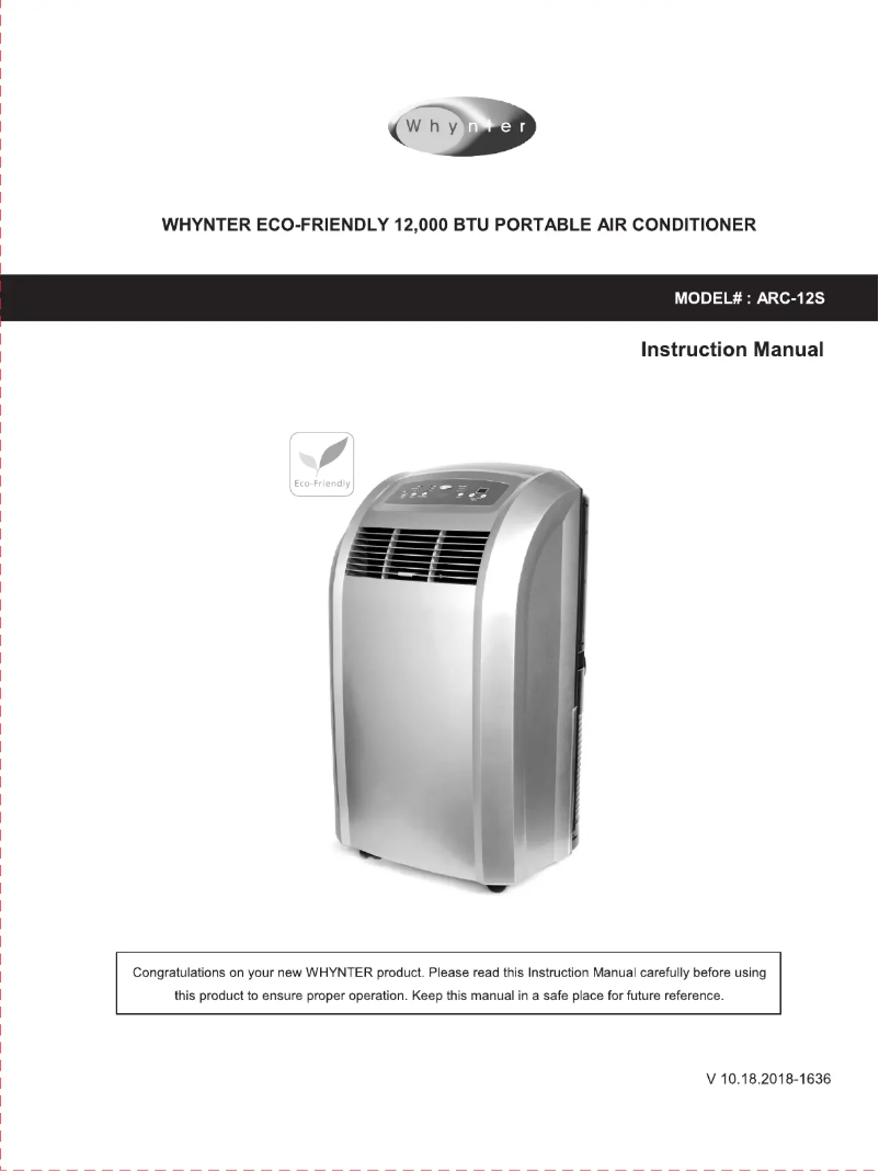 Página 1 del manual Manual de usuario Whynter ARC-12S