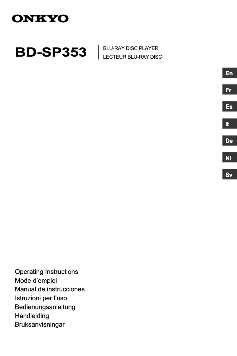 Imagen de la primera página del manual del dispositivo BD-SP353