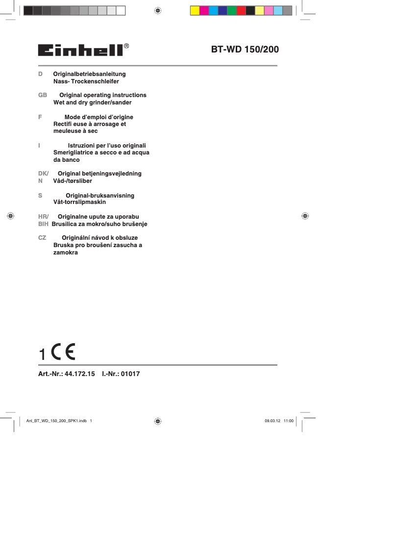 Página nº 1 - Manual de usuario Einhell BT-WD 150/200