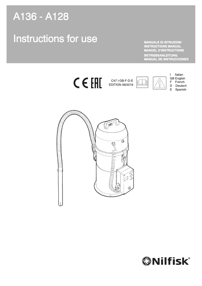 Imagen de la primera página del manual del dispositivo A136
