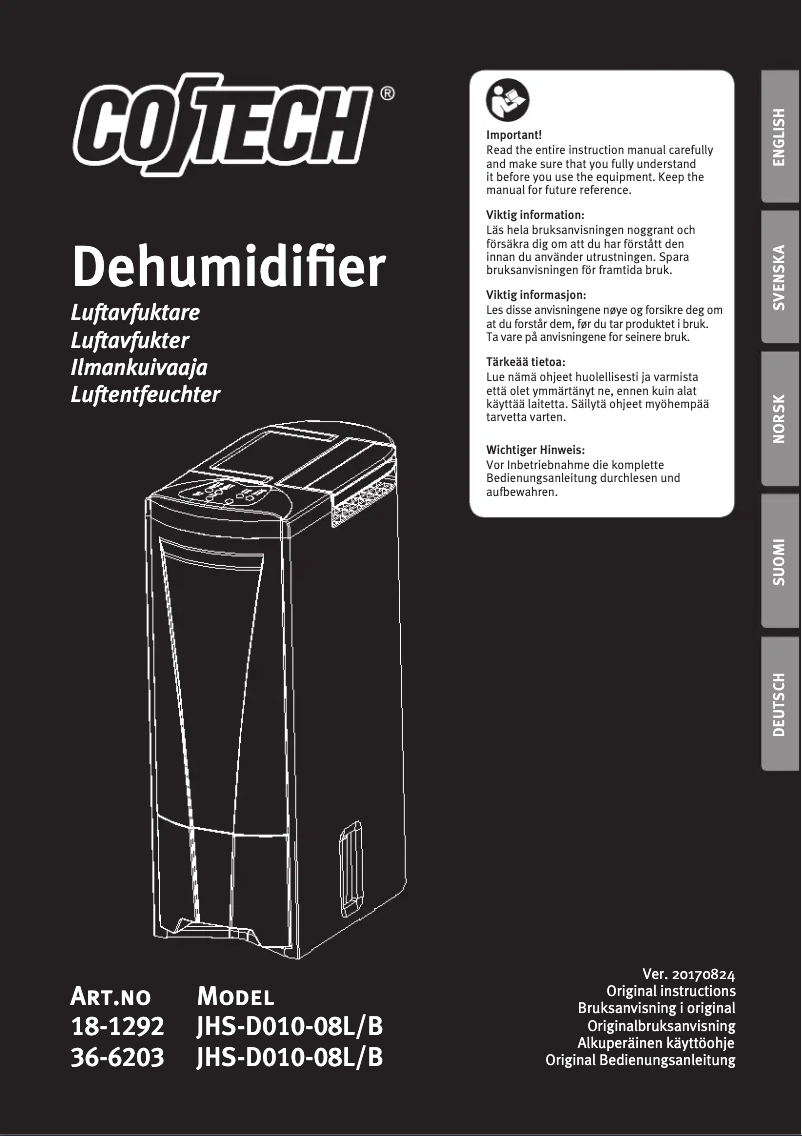 Imagen de la primera página del manual del dispositivo JHS-D010-08L/B