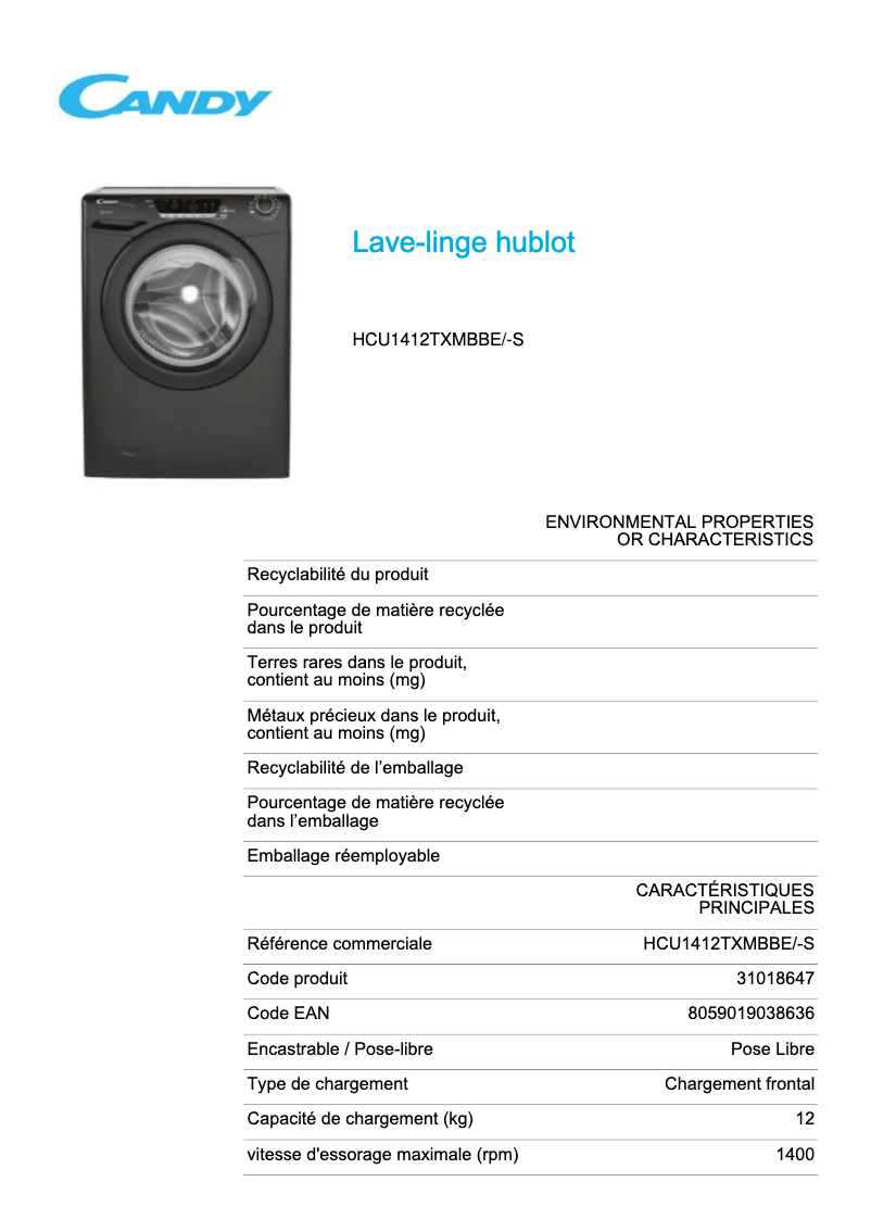 Imagen de la primera página del manual del dispositivo HCU1412TXMBBE/-S