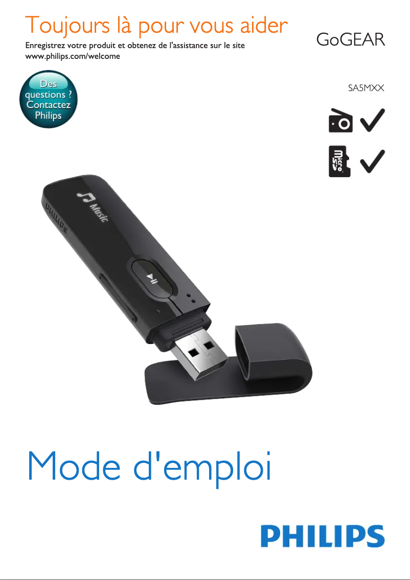 Imagen de la primera página del manual del dispositivo GoGear SA5MXX04VFC