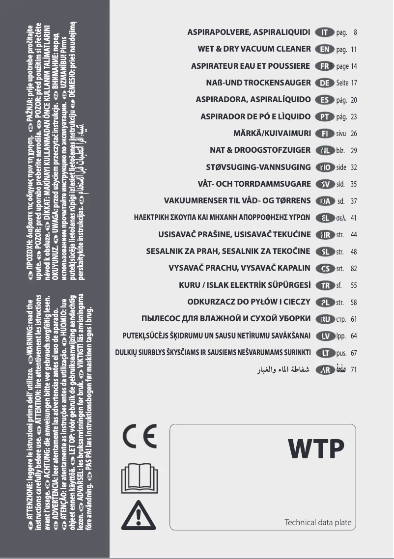 Imagen de la primera página del manual del dispositivo WTP 20P