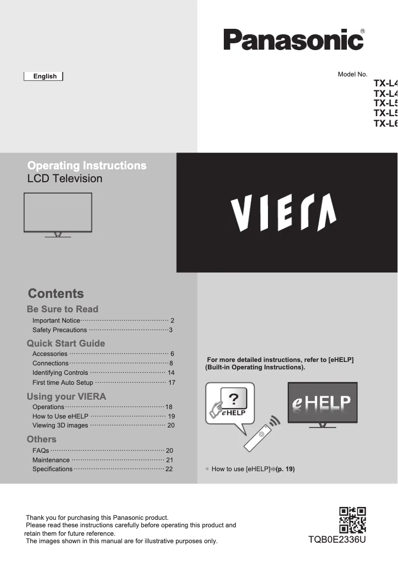 Página 1 del manual Guía de inicio rápido Panasonic Viera TX-L60DT65B