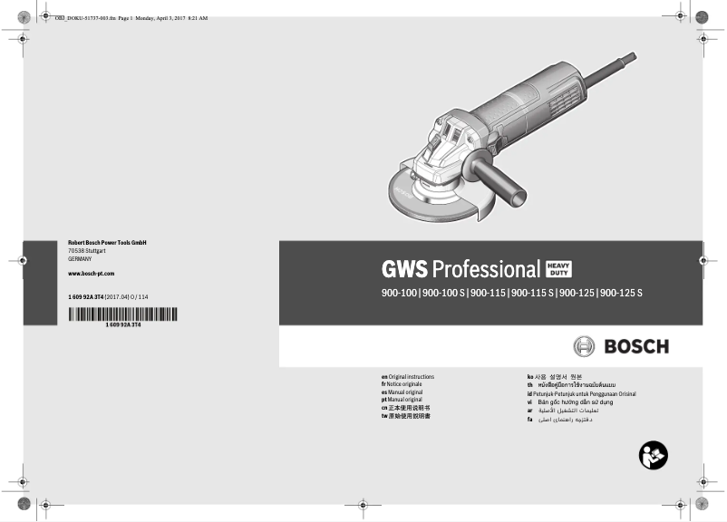 Página nº 1 - Manual de usuario Bosch GWS 9/900-XXX S Professional