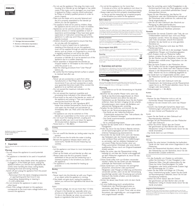 Página 1 del manual Manual de usuario Philips Avance Collection HR2091