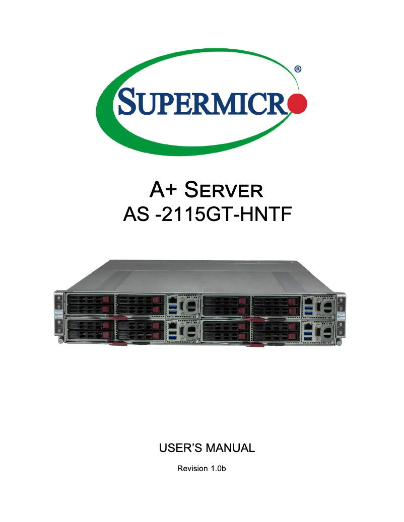 Imagen de la primera página del manual del dispositivo SuperServer AS-2115GT-HNTF