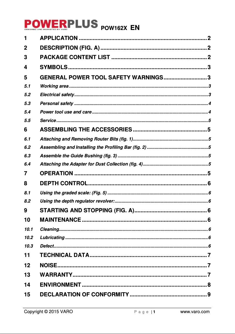 Imagen de la primera página del manual del dispositivo POW162X