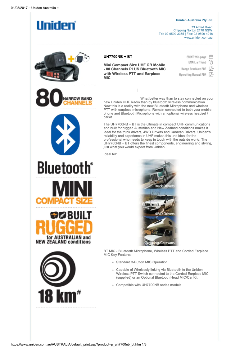 Página 1 del manual Manual de usuario Uniden UH7700NB