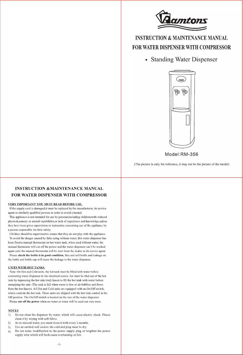Imagen de la primera página del manual del dispositivo RM/356