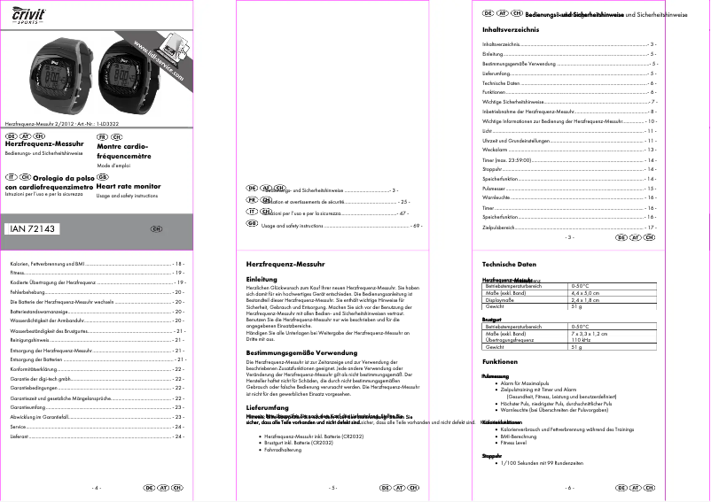 Página nº 1 - Manual de usuario Crivit 1-LD3322 IAN 72143