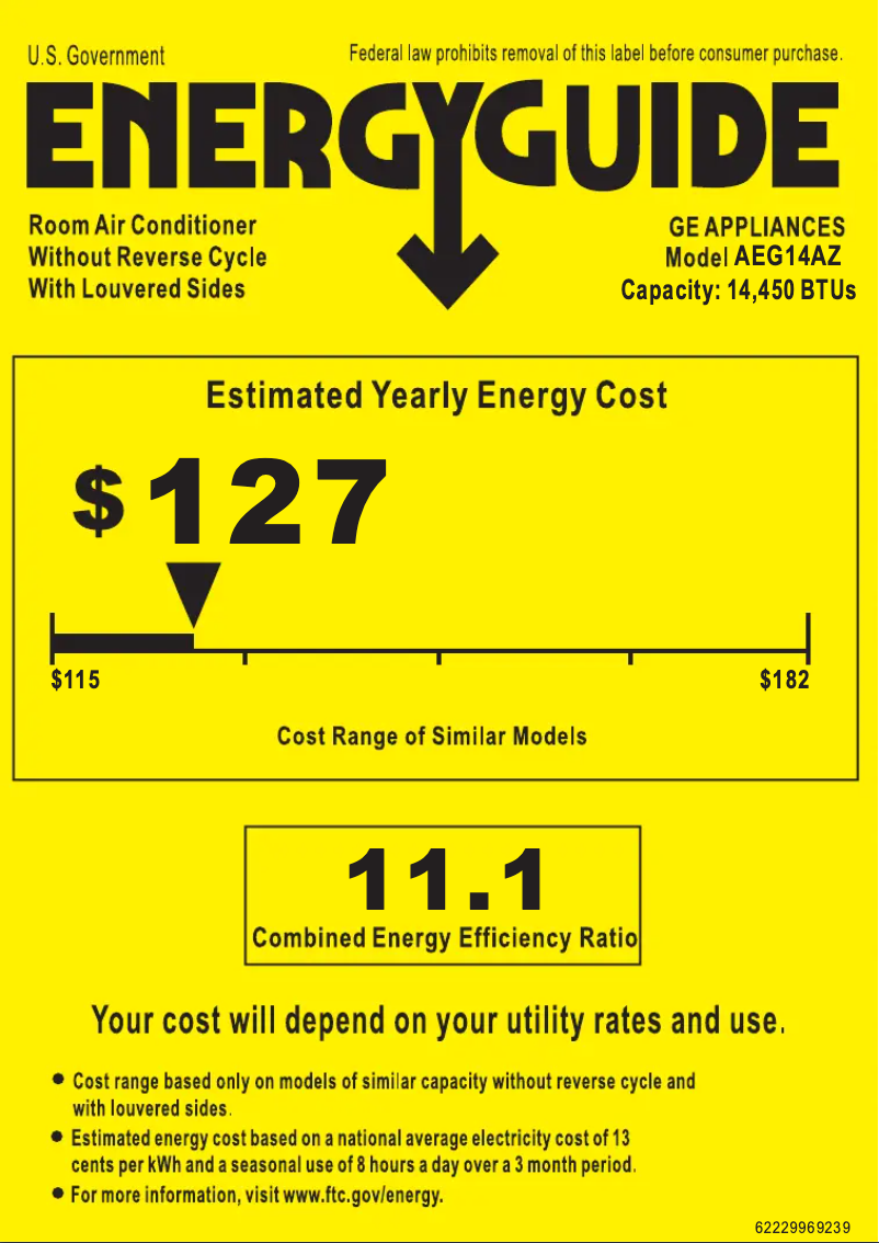 Página 1 del manual Etiqueta energética GE AEG14AZ