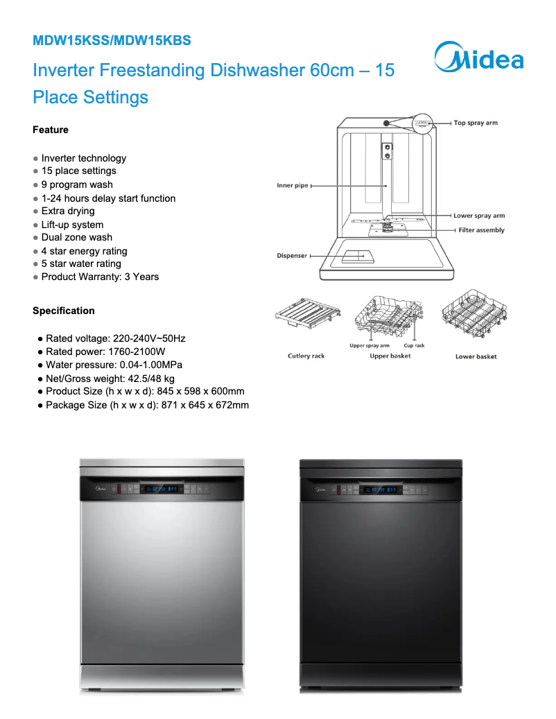 Imagen de la primera página del manual del dispositivo MDW15KSS