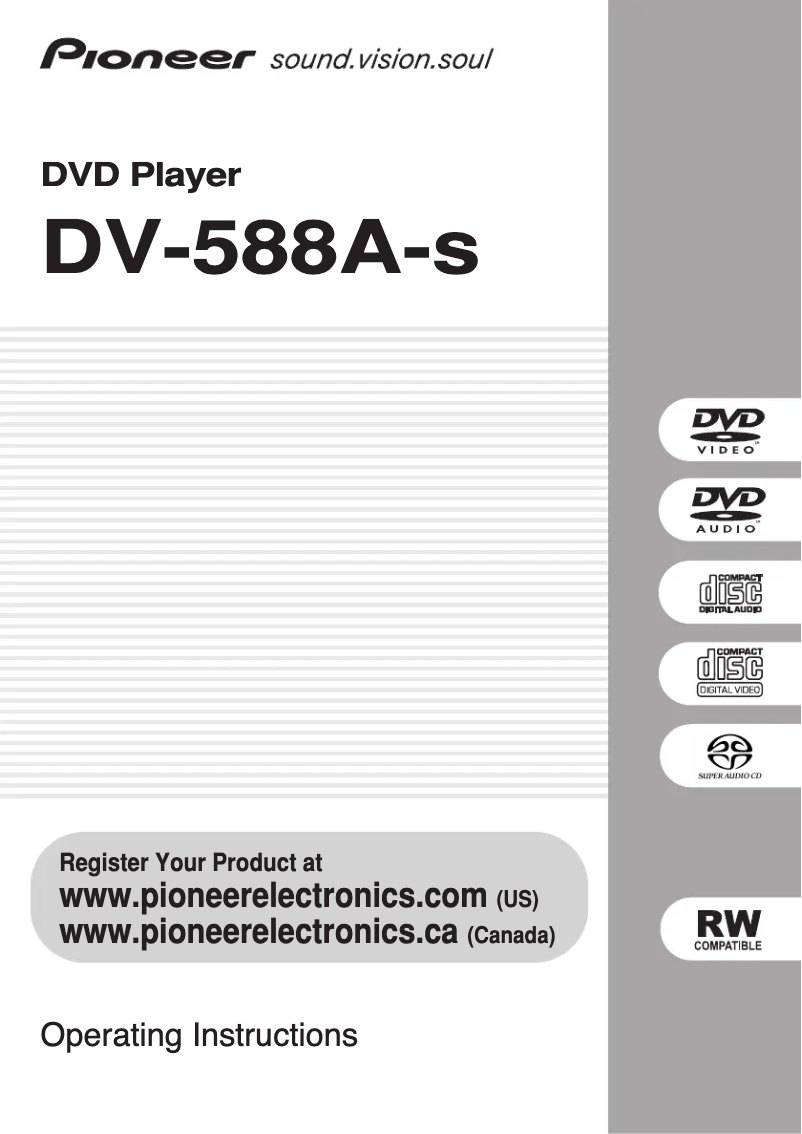 Página 1 del manual Manual de usuario Pioneer DV-588A-S