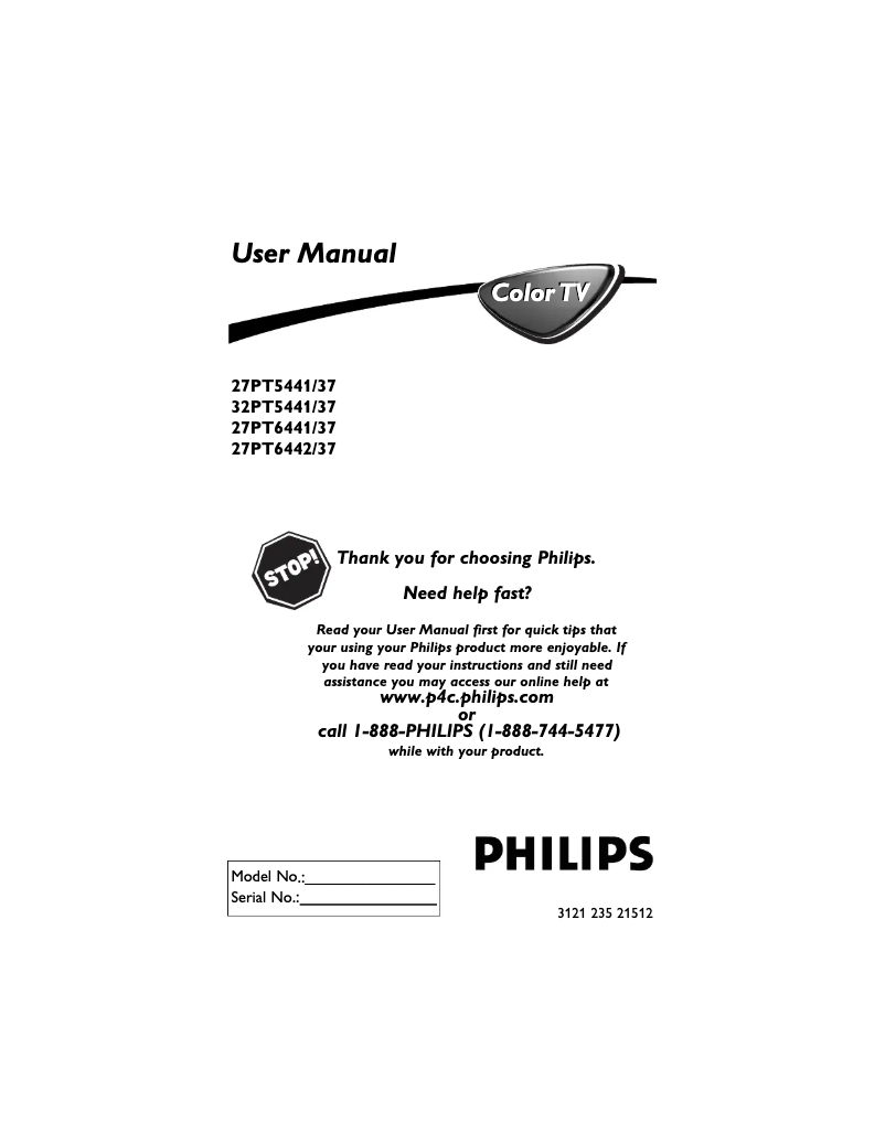 Imagen de la primera página del manual del dispositivo 27PT5441