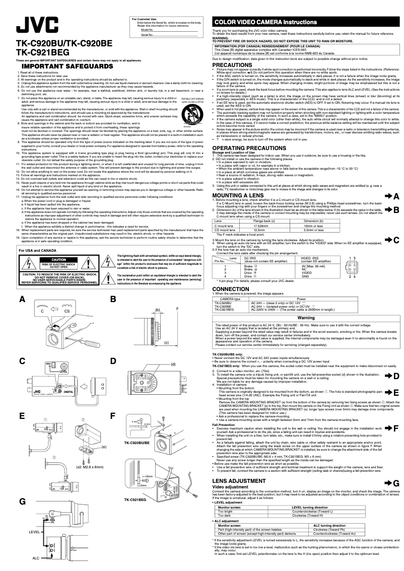 Página 1 del manual Manual de usuario JVC TK-C920BE