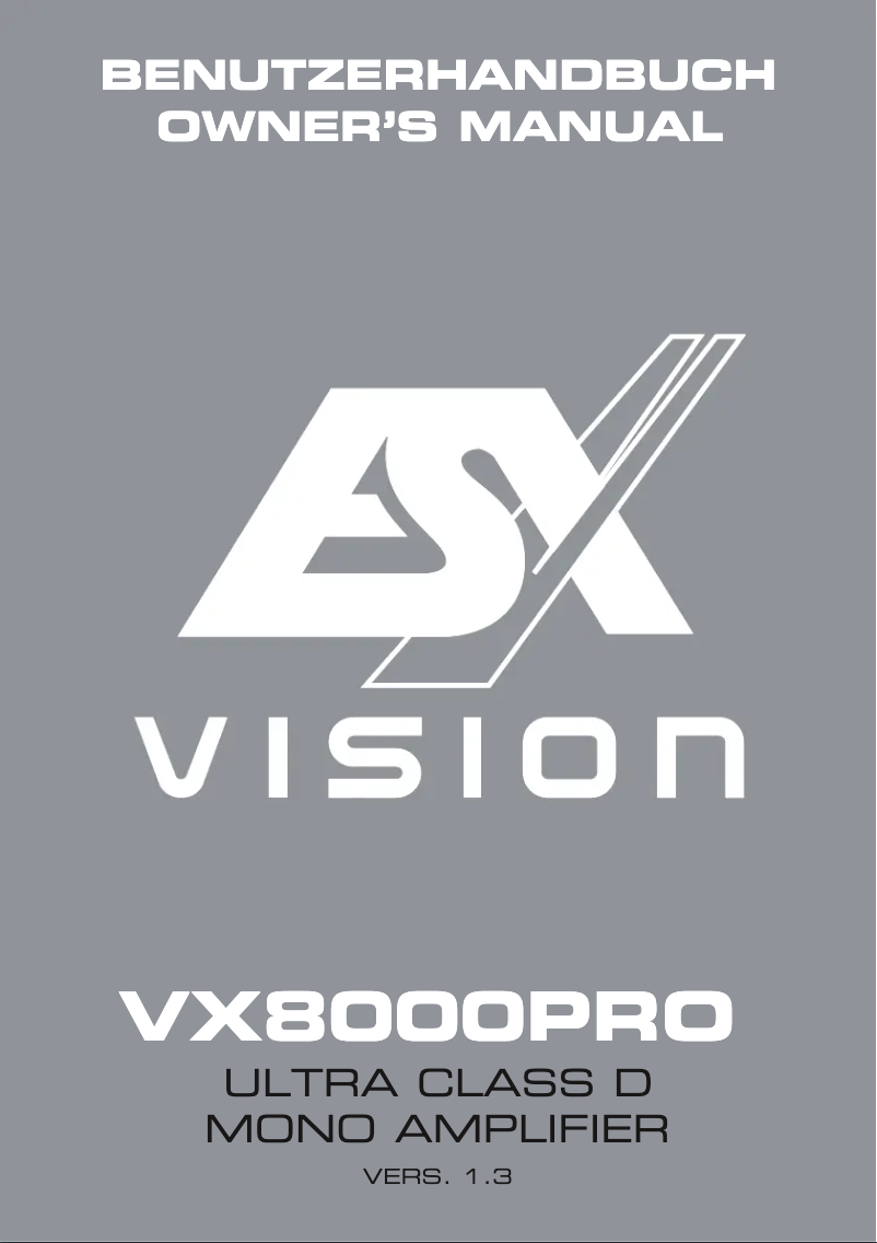 Imagen de la primera página del manual del dispositivo Vision VX8000 PRO