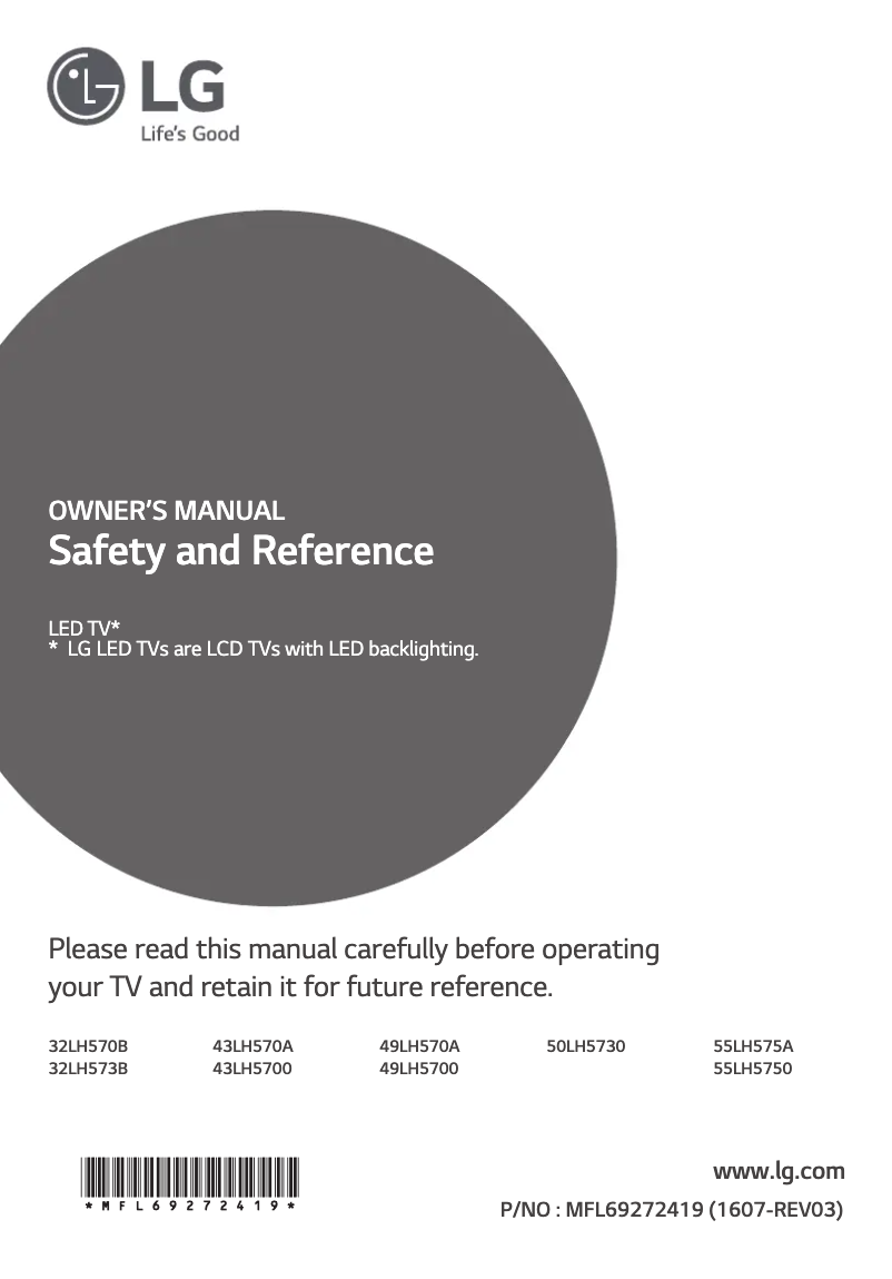 Imagen de la primera página del manual del dispositivo 50LH5730