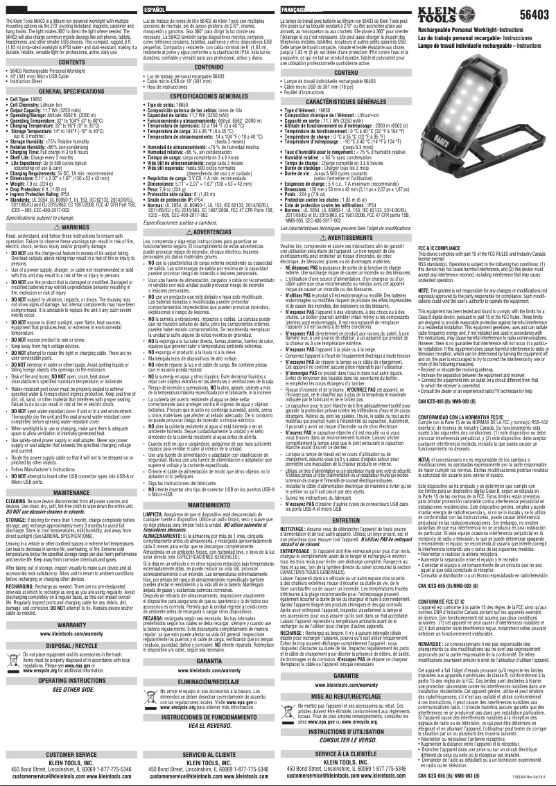 Imagen de la primera página del manual del dispositivo 56403