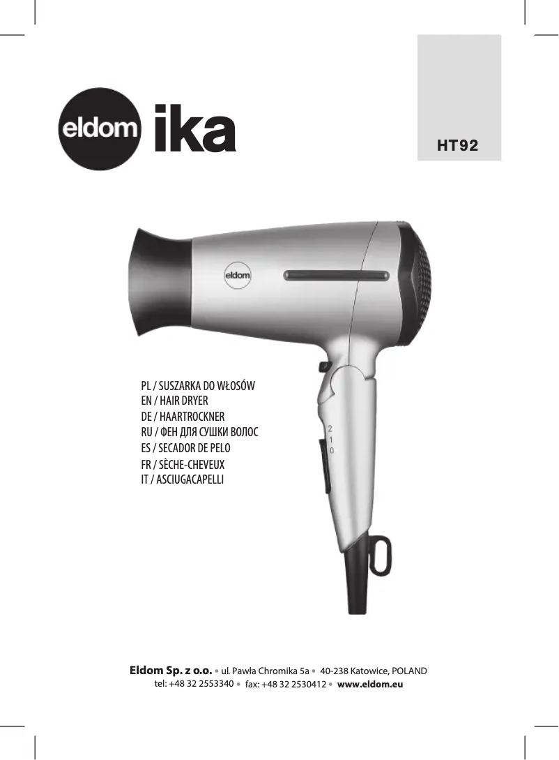 Página 1 del manual Manual de usuario Eldom Ika HT92