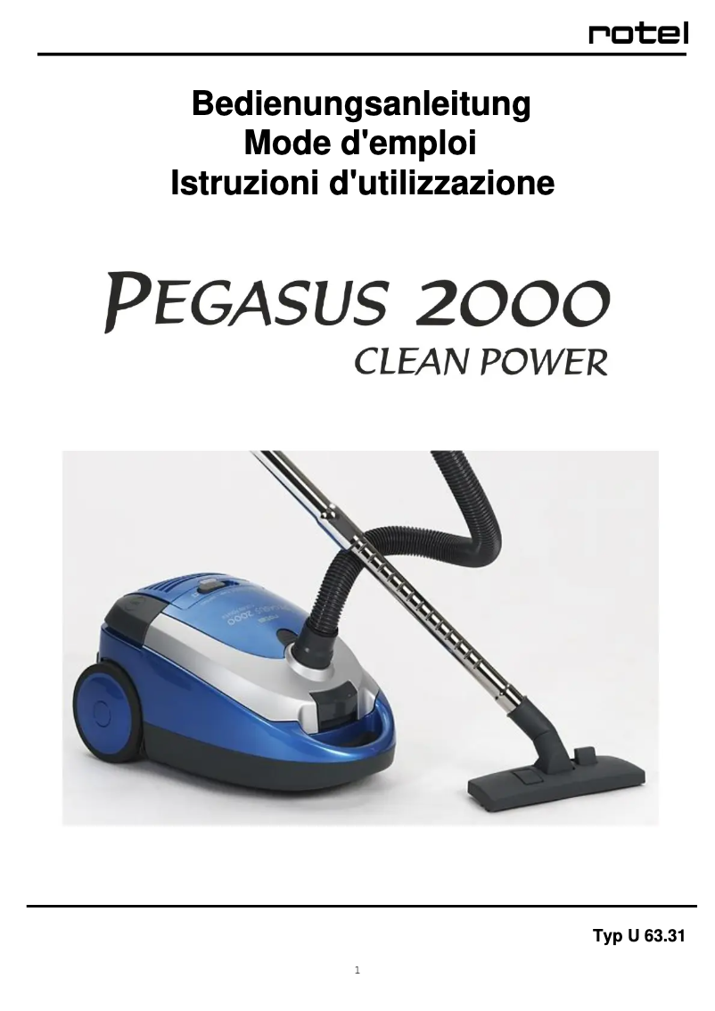 Página 1 del manual Manual de usuario Rotel Pegasus 2000