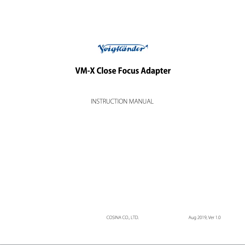 Página 1 del manual Manual de usuario Voigtländer VM-X Close Focus Adapter