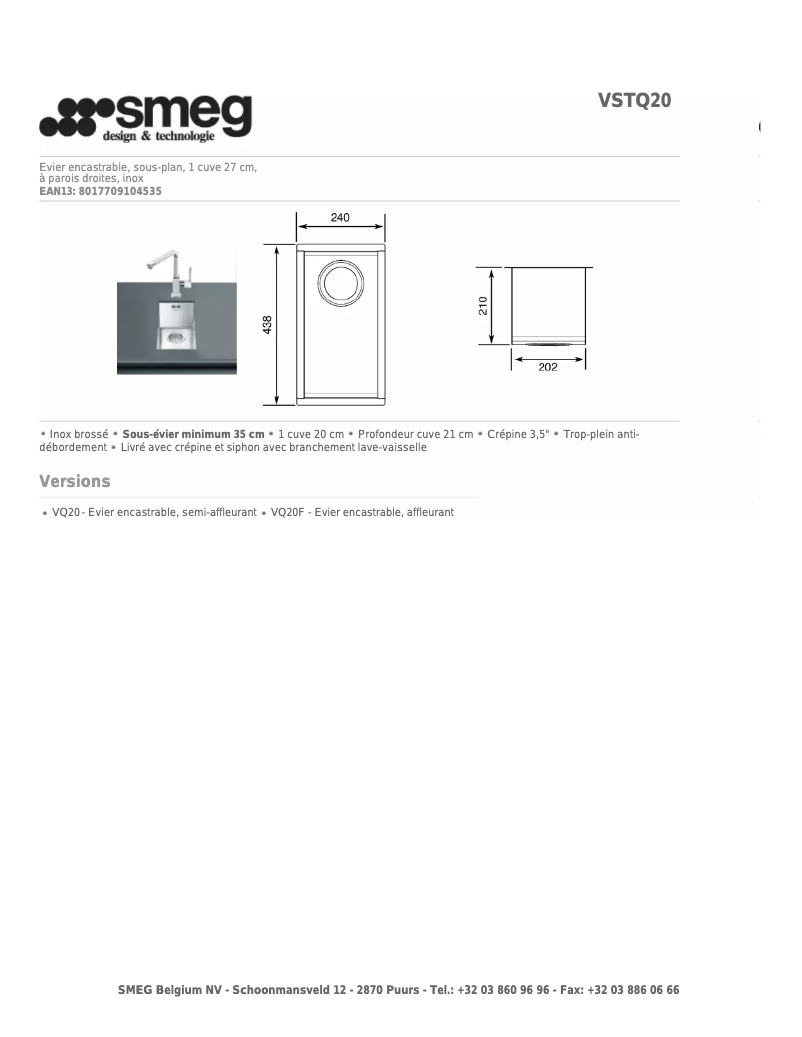 Imagen de la primera página del manual del dispositivo VSTQ20