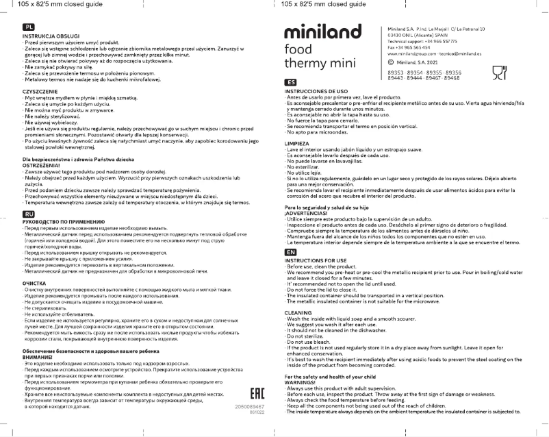 Página nº 1 - Manual de usuario Miniland Food Thermy Mini Leaves 89444