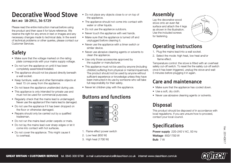 Imagen de la primera página del manual del dispositivo 36-5729