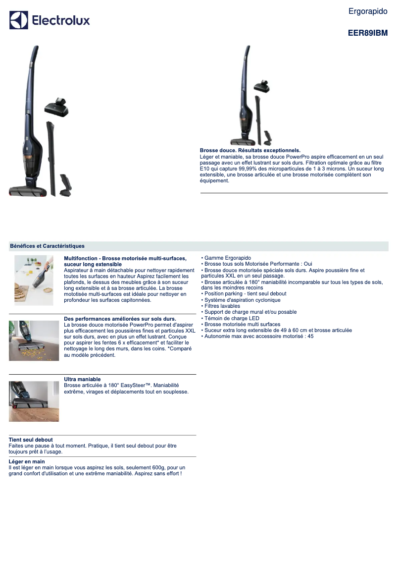 Imagen de la primera página del manual del dispositivo Ergorapido EER89IBM