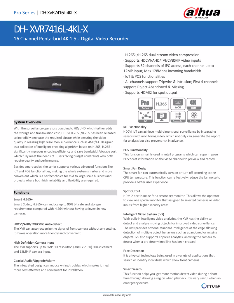 Imagen de la primera página del manual del dispositivo XVR7416L-4KL-X