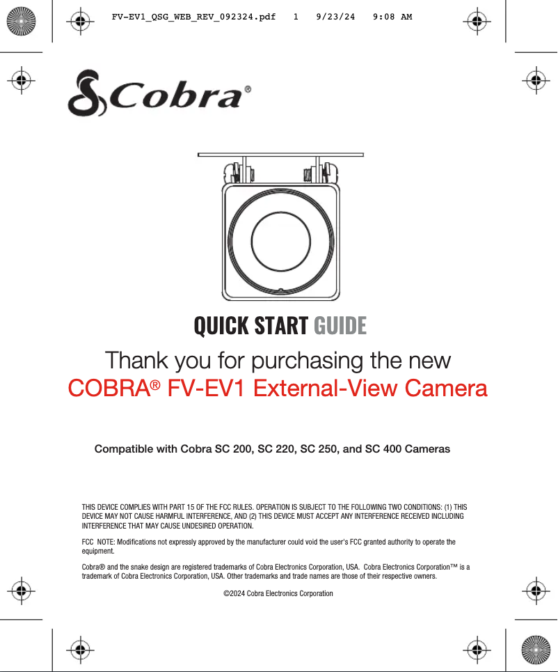 Imagen de la primera página del manual del dispositivo FV-EV1