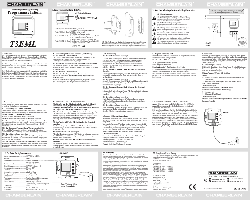 Imagen de la primera página del manual del dispositivo T3EML